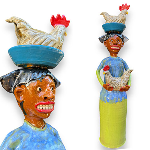 Marvin Bailey 25" Lady with Chicken on Head Holding Chicken DP3781